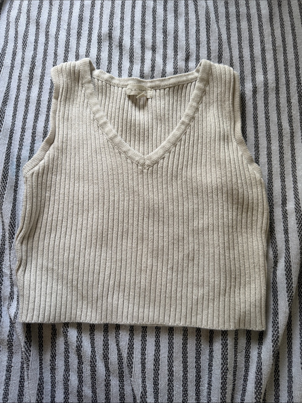 Pacsun Cream Ribbed V-Neck Knit Tank